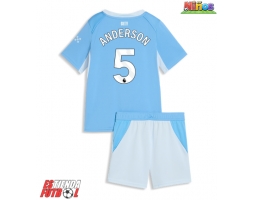Manchester City Elliot Anderson #5 Primera Equipación Niños 2026-27 Manga Corta (+ Pantalones cortos)